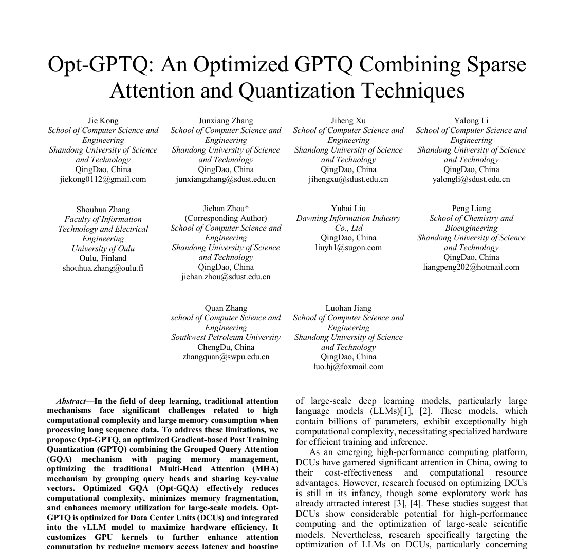 Opt-GPTQ Paper Accepted at IEEE UIC 2025